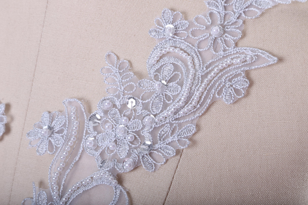 Lace Applique Pearl Silver