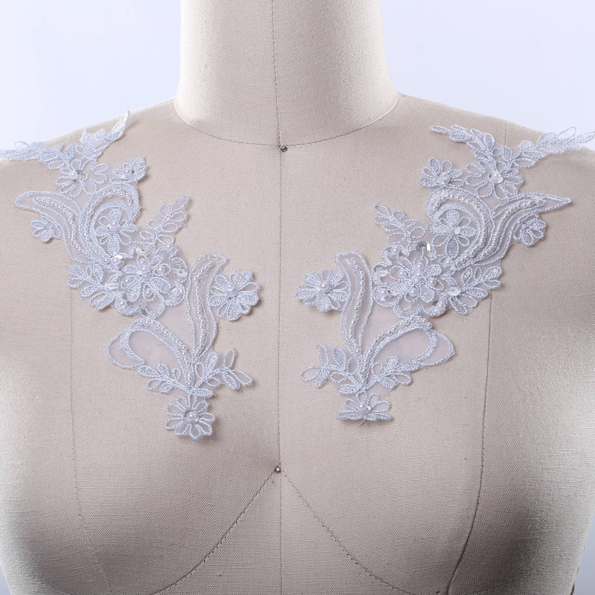 Lace Applique Pearl Silver