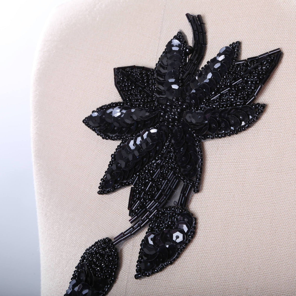 Sequin Flower Applique Black