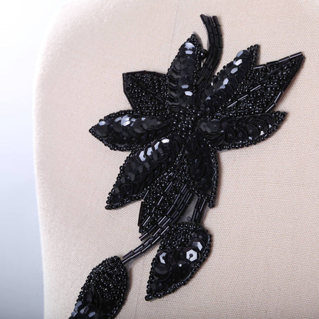 Sequin Flower Applique Black