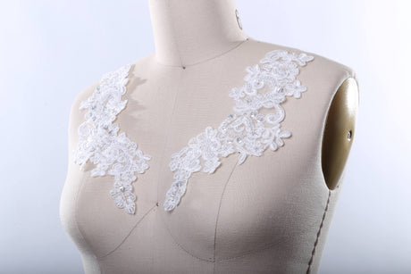 Bridal Lace Applique Pair White Ivory