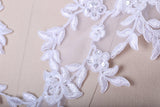 Beaded Floral Lace Applique Pair