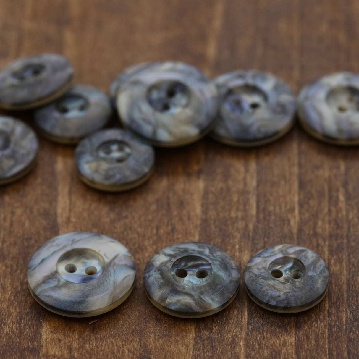 Plastic Marble Button Gray 2-Hole