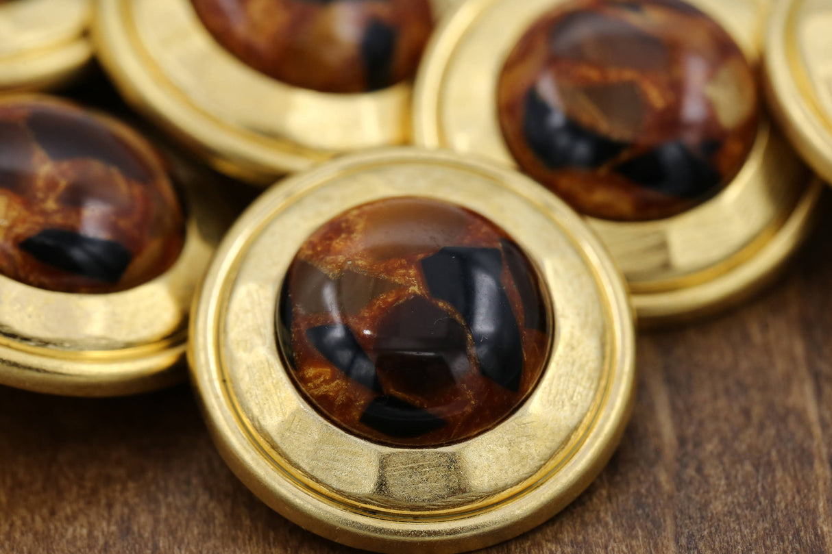 Decorative Shank Button Gold Brown Tortoise