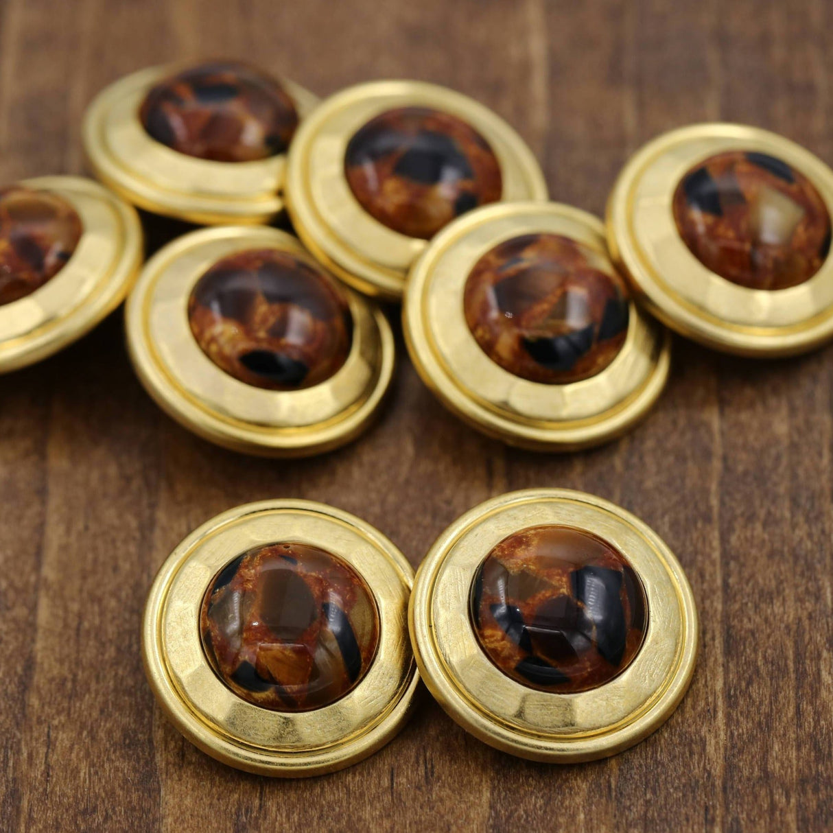 Decorative Shank Button Gold Brown Tortoise
