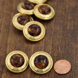 Decorative Shank Button Gold Brown Tortoise