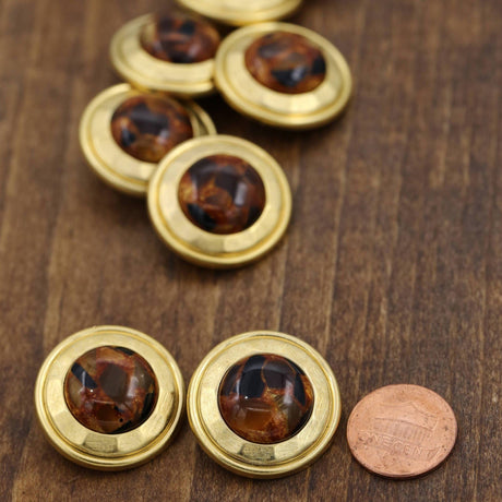 Decorative Shank Button Gold Brown Tortoise