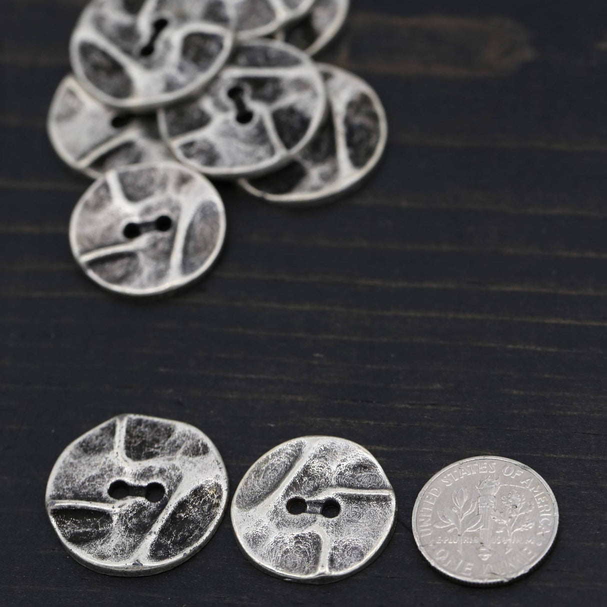 Metal Button Antique Silver 36L