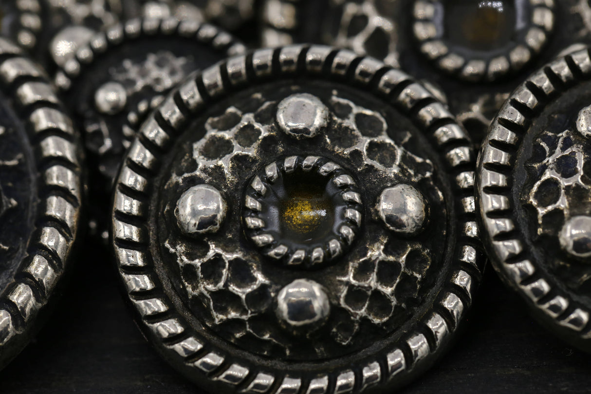 Gothic Metal Button Antique Silver