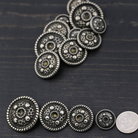 Gothic Metal Button Antique Silver