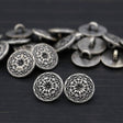 Metal Button Antique Silver Vortex Flowers