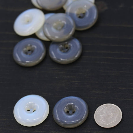 Plastic Button Clear Gray Ivory Two-Hole