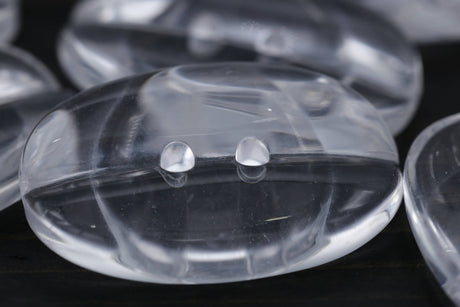 Clear Plastic Oval Button 31mm x 20mm