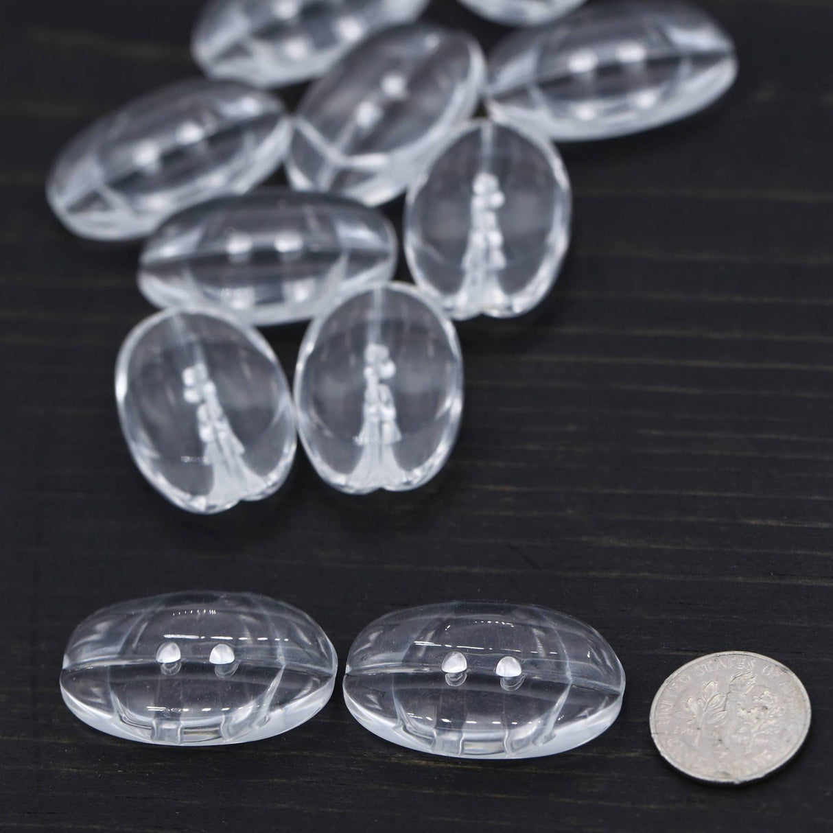 Clear Plastic Oval Button 31mm x 20mm