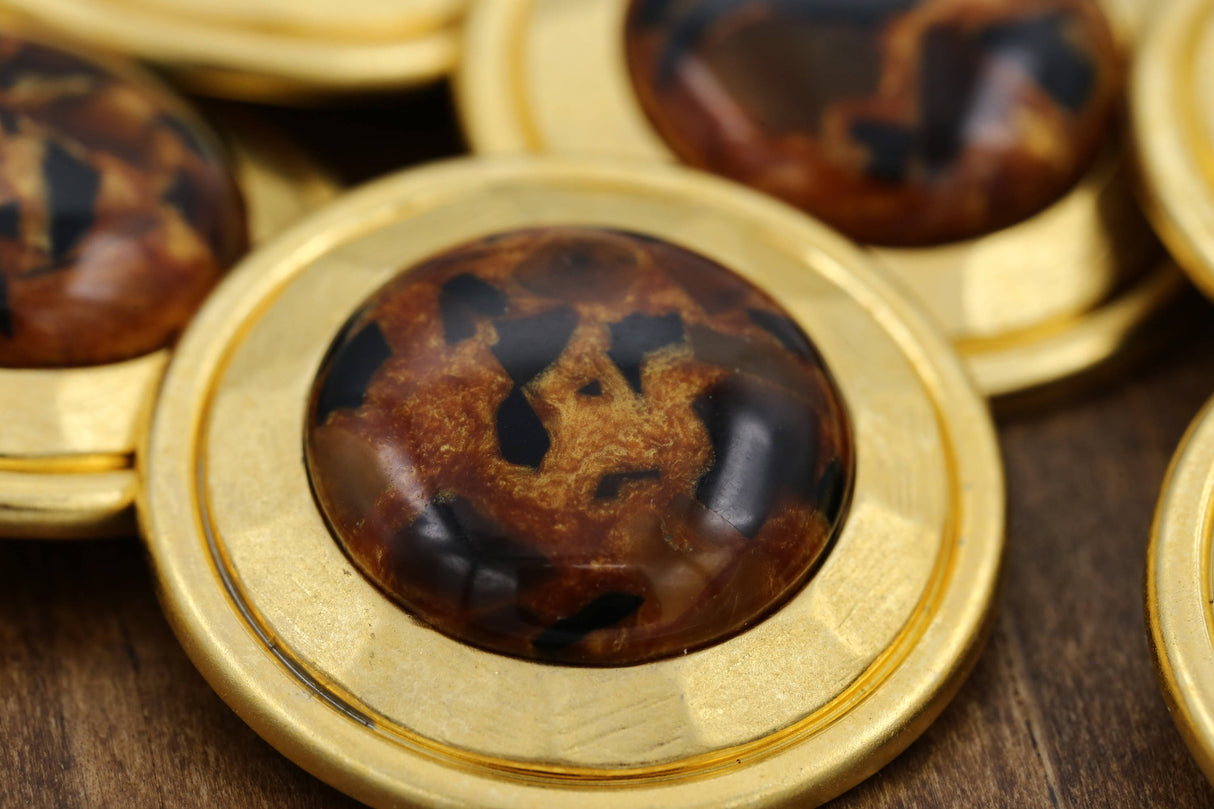 Decorative Shank Button Gold Brown Tortoise