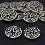 Flower Design Metal Button 20mm Silver