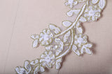 Beaded Lace Applique Pair Gold White