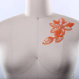 Beaded Flower Applique Tangerine Orange Iron-On