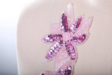 Pink Sequin Flower Applique Patch