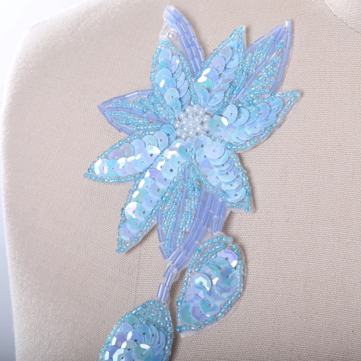 Flower Patch Sequined Baby Blue Sew-On