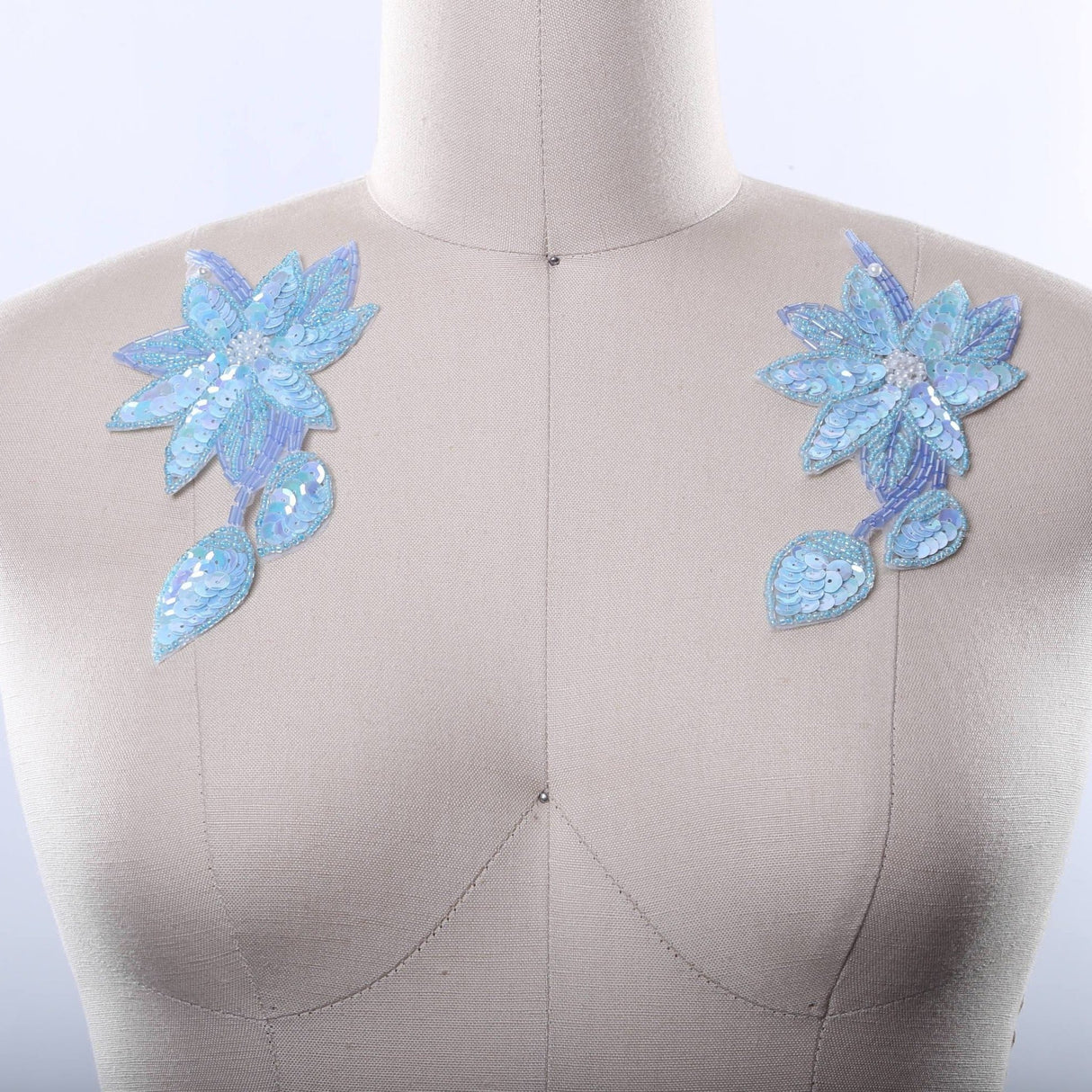 Flower Patch Sequined Baby Blue Sew-On