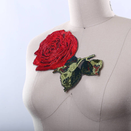 Flower Applique Red Embroidery Iron-On
