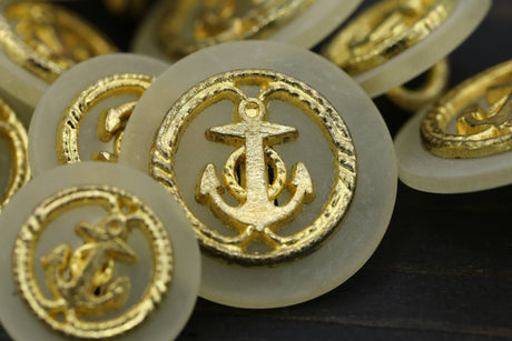 Anchor Shank Button Gold Ivory Base