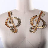 Music Note Patch Gold Sequined Oversized