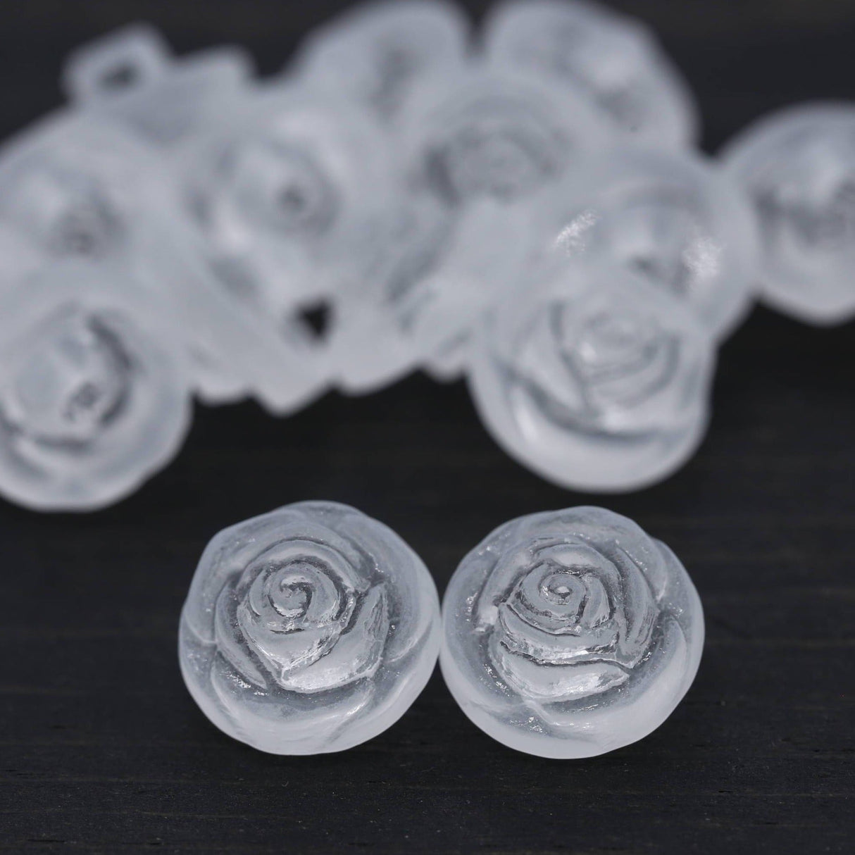 Rose Design Shank Button Clear 27mm
