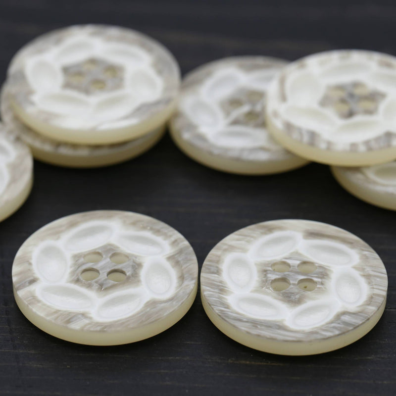 Plastic Beige Four-Hole Button