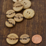 Wooden Button Burnt Center Flat
