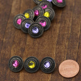 Gemstone Metal Button 15mm 4-Pack
