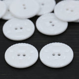 Plastic Button White 28L Etched