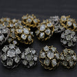 Metal Flower Button with Glitter Center