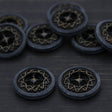 Plastic Button Antique Brass Center Charcoal 23mm