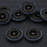 Plastic Button Antique Brass Center Charcoal 23mm