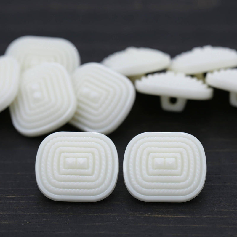 Rectangular Shank Button White 19mm x 21mm