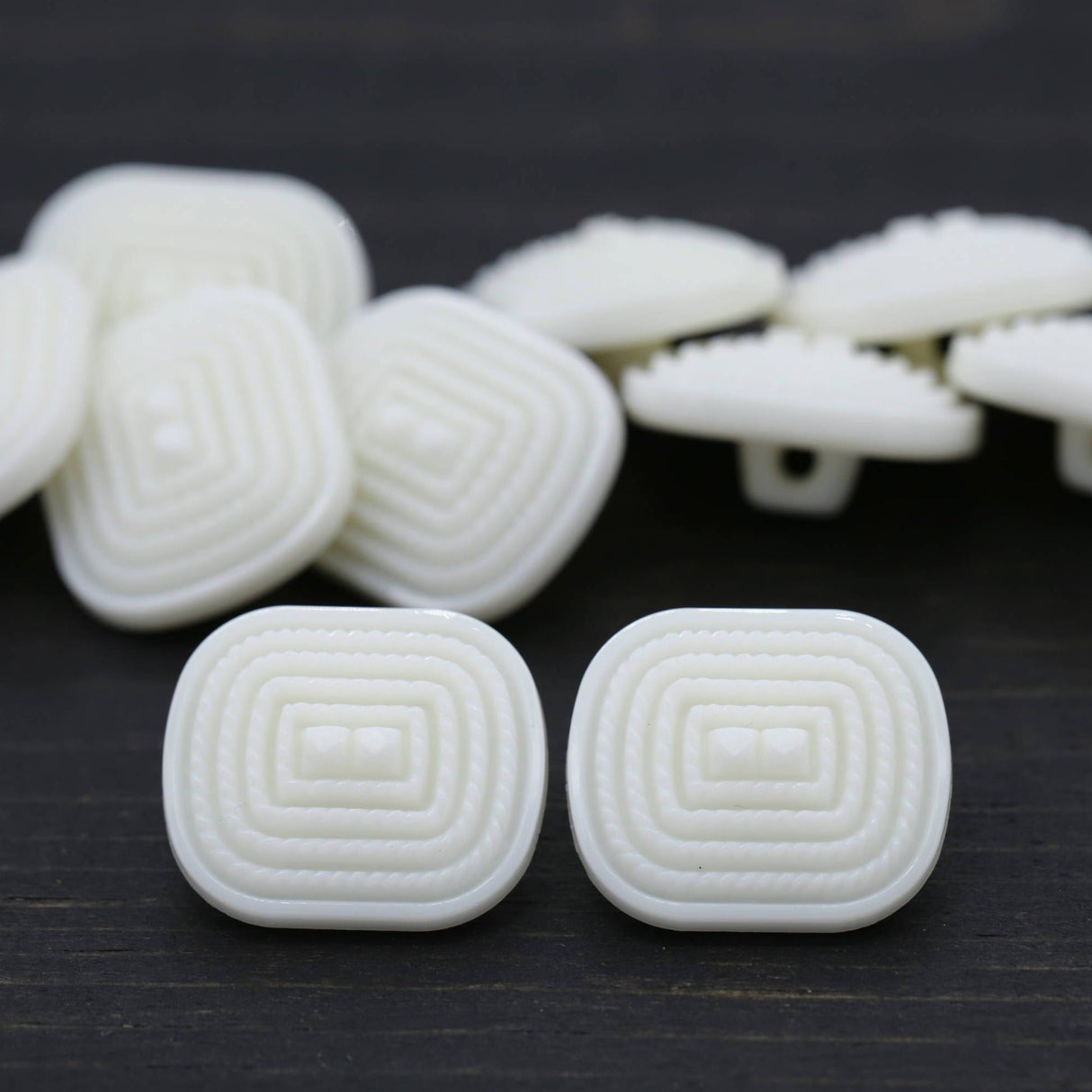 Rectangular Shank Button White 19mm x 21mm