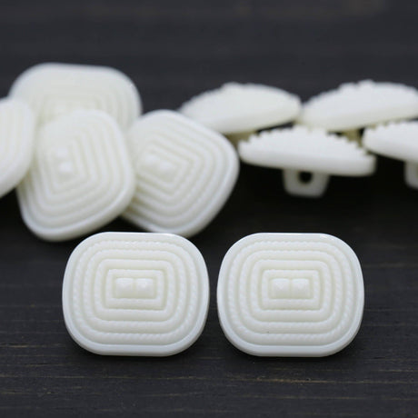 Rectangular Shank Button White 19mm x 21mm