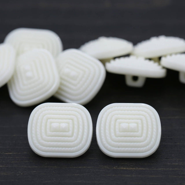 Rectangular Shank Button White 19mm x 21mm