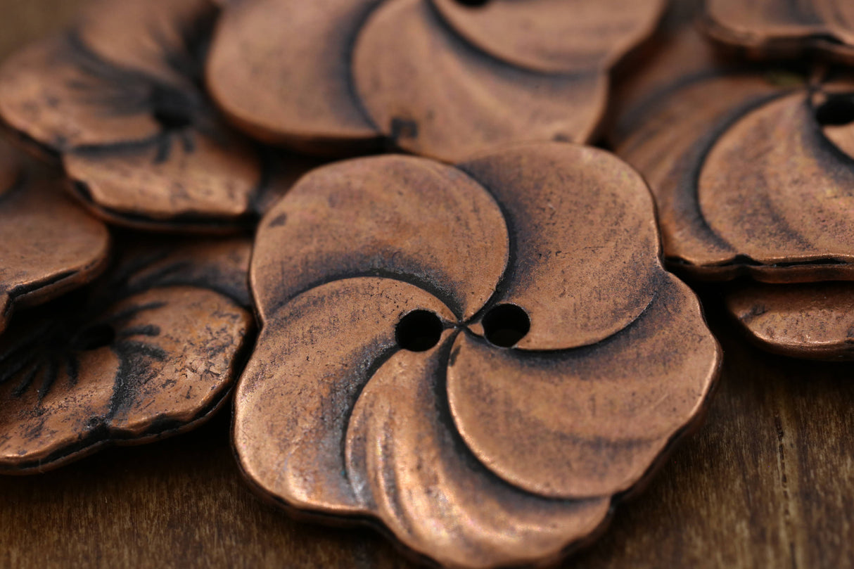 Copper Hibiscus Flower Metal Button