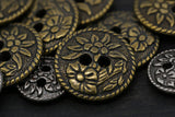Flower Metal Shirt Button 12-Pack Bronze or Silver