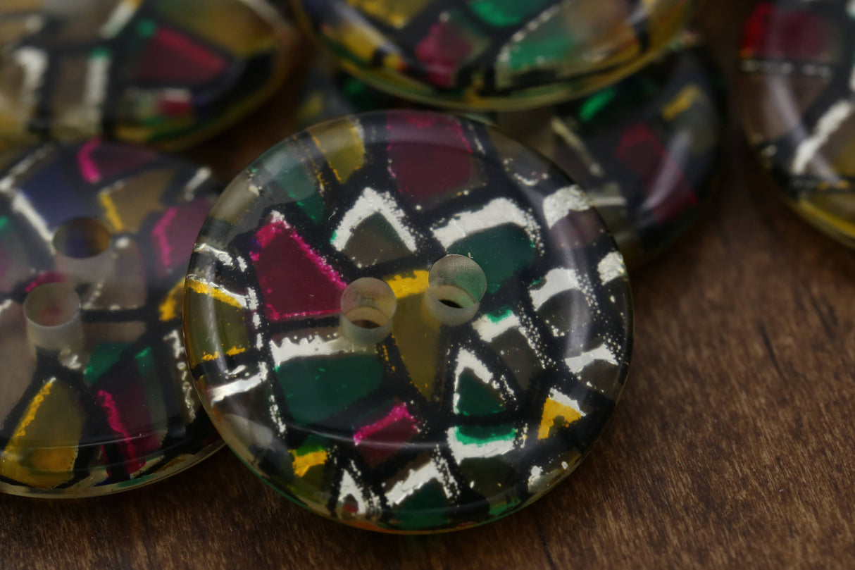 Art Deco Plastic Button 27mm Gold Glitter