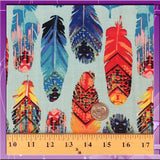 Rayon Challis Feather Print Blue Multicolor