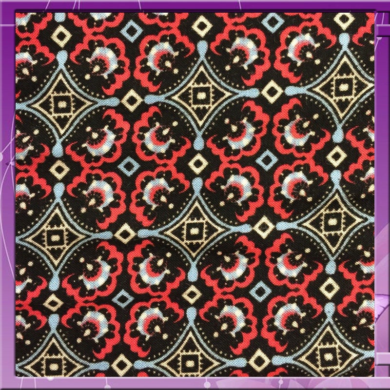 Rayon Challis Print Fabric Red Black