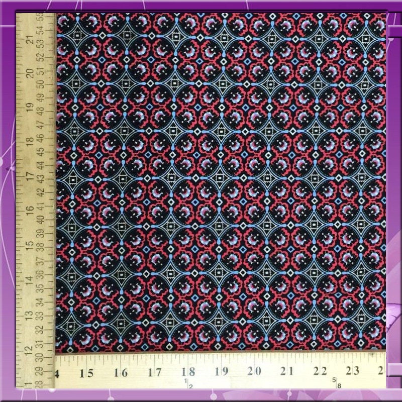 Rayon Challis Print Fabric Red Black