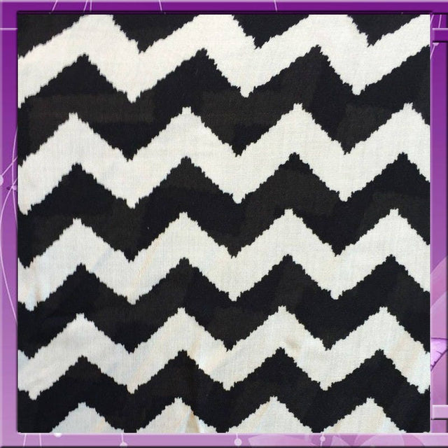 Rayon Chally Chevron Off White and Black Fabric