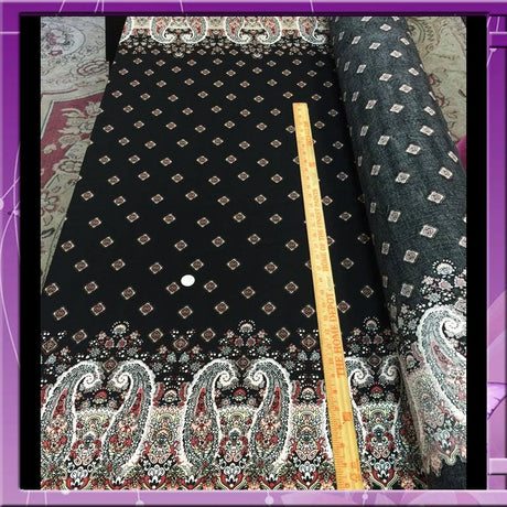 Rayon Challis Black Pink Paisley