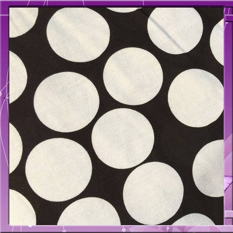 Rayon Challis Polka Dot Black Background