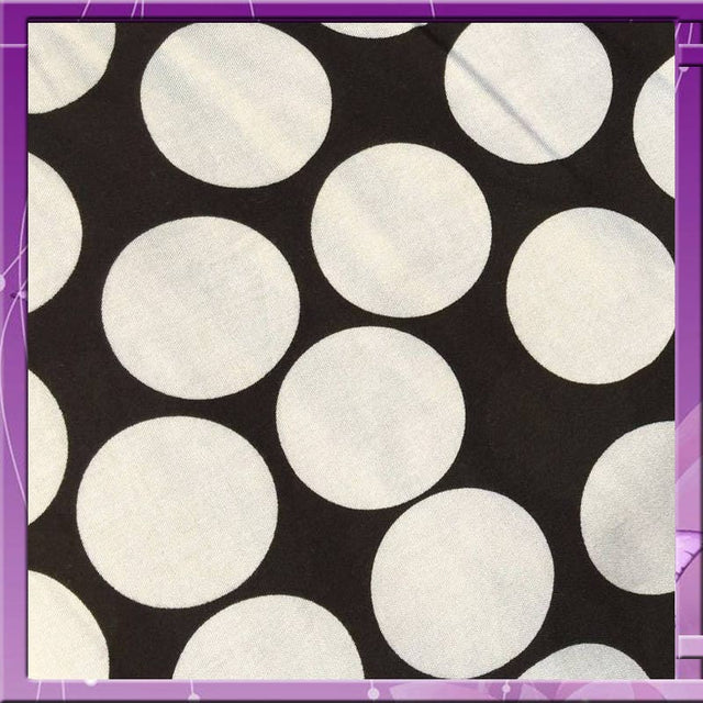 Rayon Challis Polka Dot Black Background